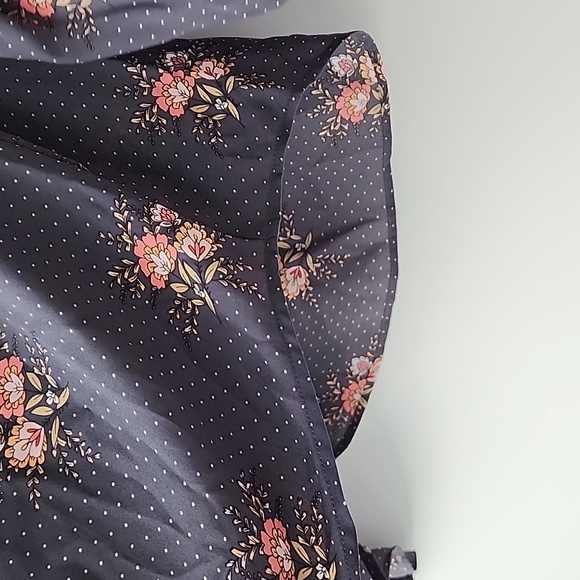 LOFT Cottagecore Lightweight Floral Polka Dot Button Up Flowy Blouse Top - Picture 5 of 6